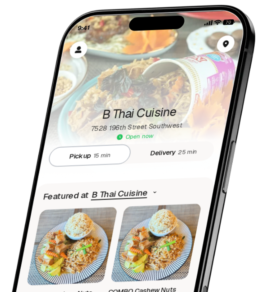B Thai Cuisine app preview